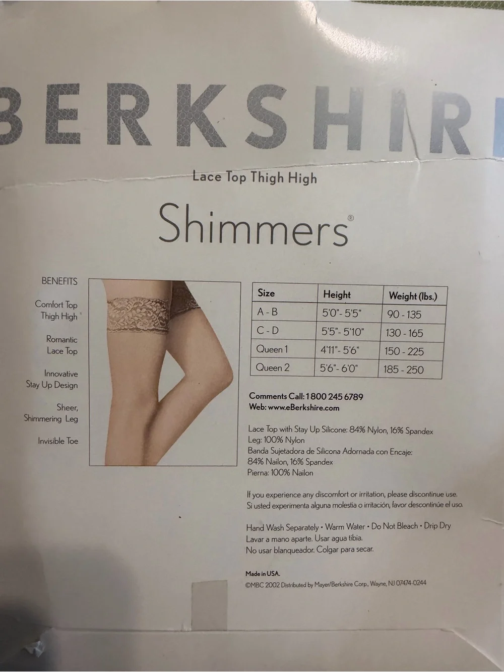 Vintage Berkshire Shimmers Lace Top Thigh High Stockings Queen 1 Candlelight